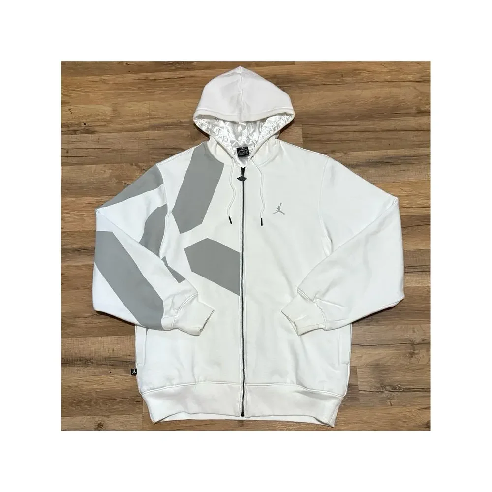 Y2K Air Jordan Zip Up Hoodie White Grey 286930-100 Vintage Sweatshirt